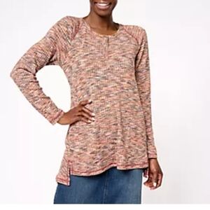 LOGO by Lori Goldstein Long Sleeve Scoop Neck Rib Swing Top Size Xlarge